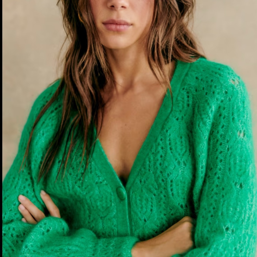 Green Women's Cardigan Sweater